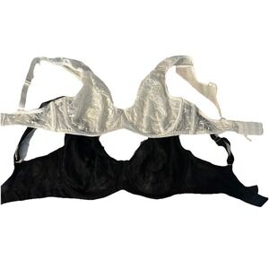 Lot of 2 Reserved Lace Bras 36DD 36DDD US (36E 36F) White Black Sheer Underwire